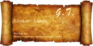 Ginter Tamás névjegykártya